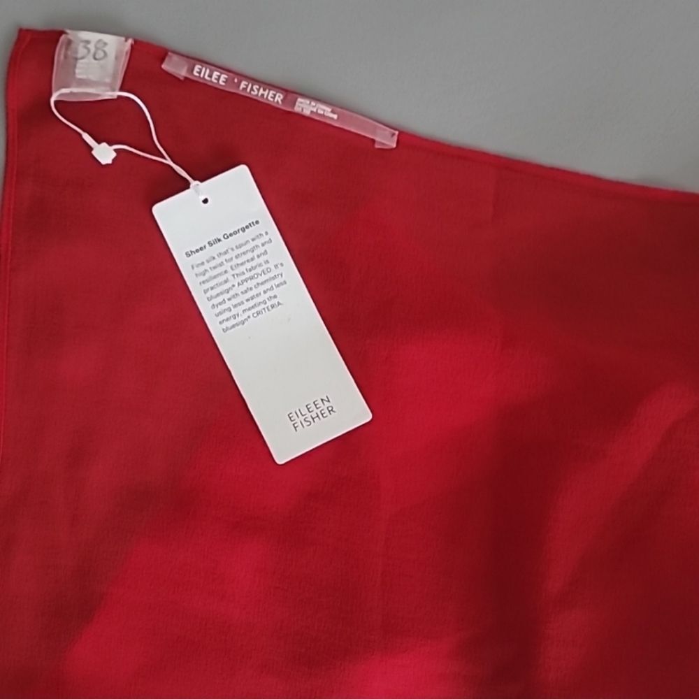 Eileen Fisher Sheer Silk Georgette Wrap In Scarlet One Size - Picture 11 of 11